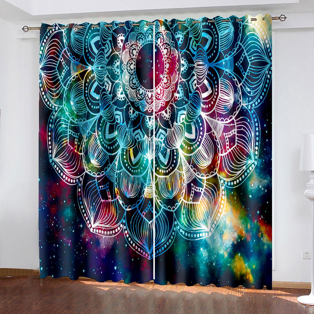 

Бохо Цветочные Плотные Шторы Богемные Шторы на Окнах Мандала Фоновые Шторы для Спальни Гостиной Шторы Декор Cortinas W132cm x H160cm&Grommet