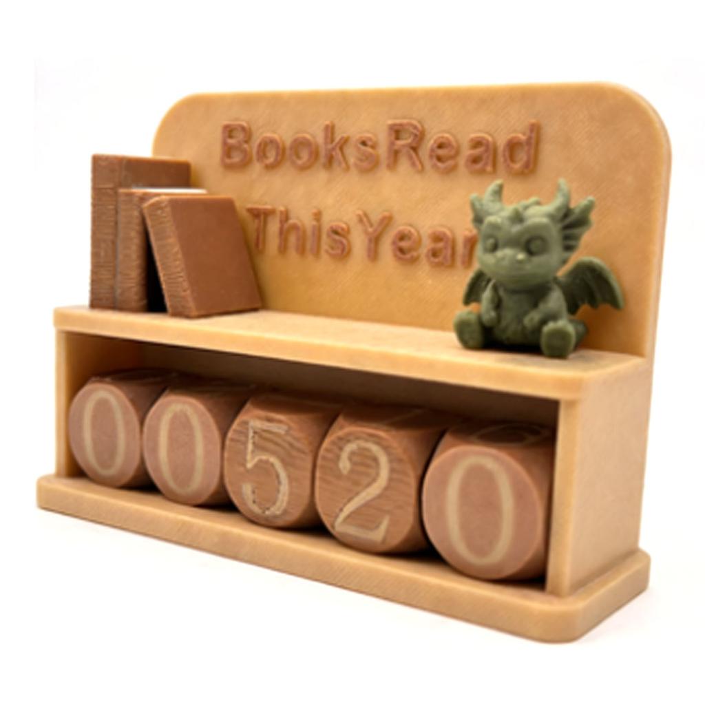 Books Read This Year Counter Plastic Cartoon Dragon Reading Book Tracker Bookshelf Decor For Book Lovers Gift Brown