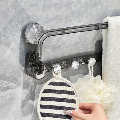 Plastic Suction Cup Storage Rack Punch Free Foldable Towel Storage Rack Space Saving Wall Mounted Faucet Shelf for Home