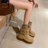 Spice girls short boots autumn new pleated stacked flat boots western cowboy boots women's martin boots