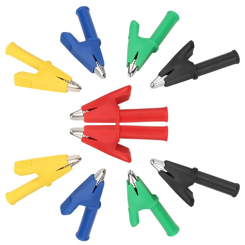 Multicolor Firm Grip Alligator Clips Nickel Plated Copper Insulated Shell for Electrician Testing Laboratory Experiments