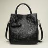 Genuine Cow Leather Women Large Tote Bag Camellia Pattern New Fashion Multiway Shoulder Crossbody Handbag