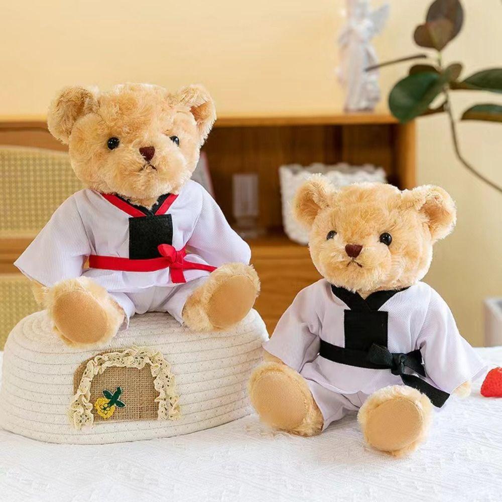 

PP Cotton Taekwondo Bear Plush Toy Dressing Bear Stuffed Soft Bear Doll Decorate Present чорний