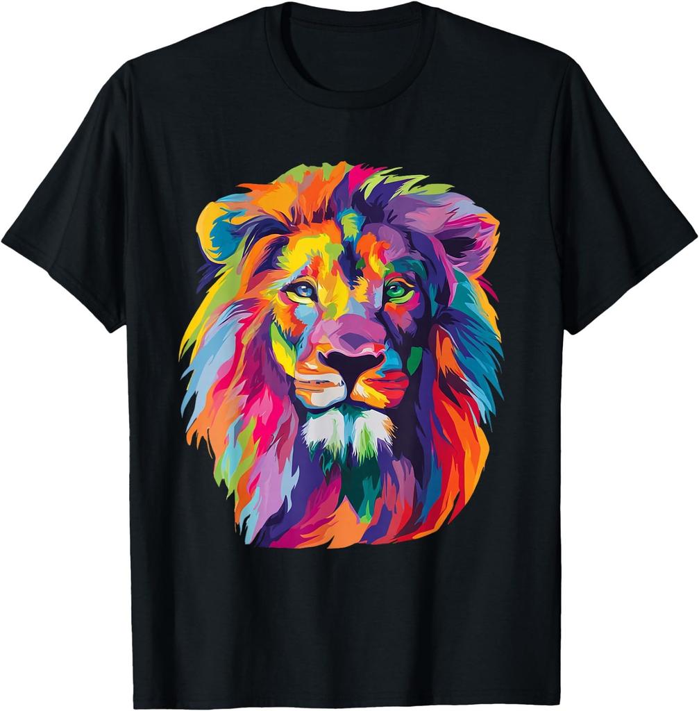 Colorful Lion Graphic Tee Shirt for Men Women Pride T-Shirts