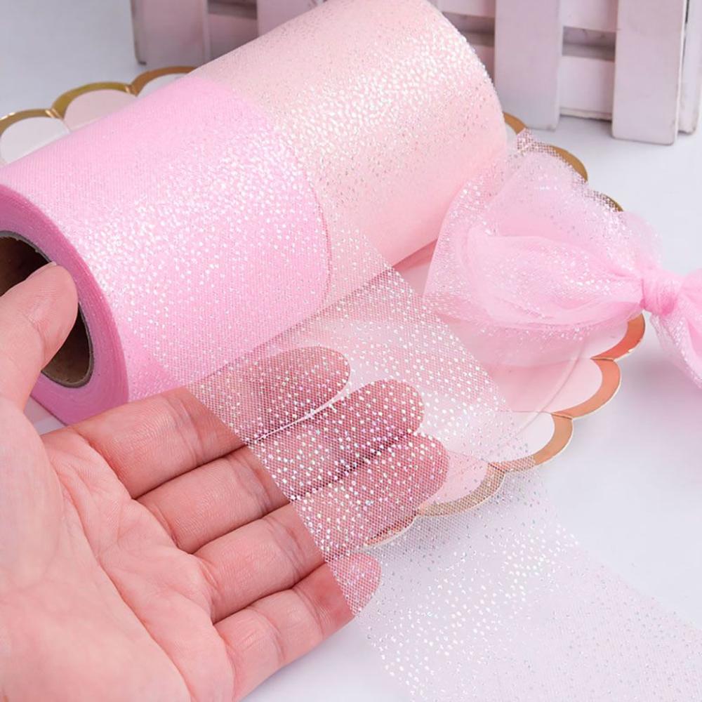 Ornament Creative Crafts DIY Supplies Fabric Mesh Belt Silver Dot Ribbon Webbing Rainbow Tulle