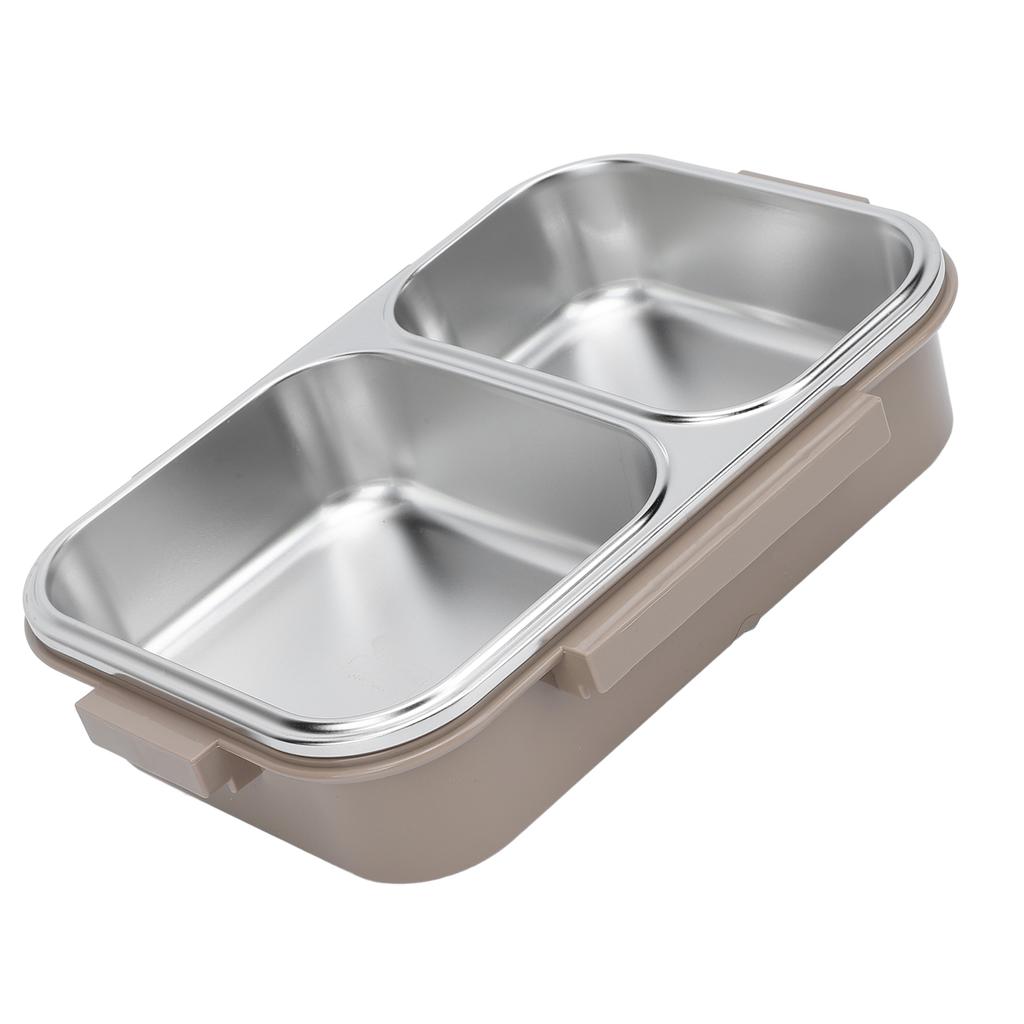 Lunch Box 1.2L 2 Compartment Water Injection Heating Dishwasher Safe 304 Stainless Steel Lunch Container