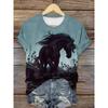 Summer Animal Horse Retro 3D Print T-Shirts Women Casual Short Sleeve T Shirt Streetwear Round Neck Tees Tops Female Clothing
