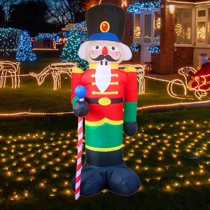 Christmas Inflatable Decoration Toy Nutcracker Built-in LED Lights Inflatable Model Outdoor Ornament Xmas Party New Year