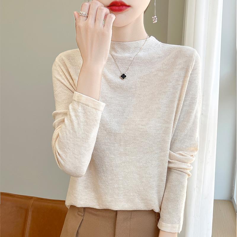 Knit Bottom Women's Small Sweater Knit Style Grunge Inner Shiny Silk Wool Bottom Shirt