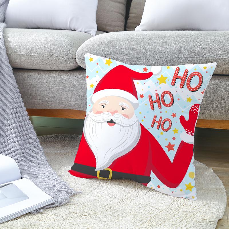 Christmas Peach Skin Pillow Cover Nordic Sofa Cushion Cover Cartoon Print Pillow Cover