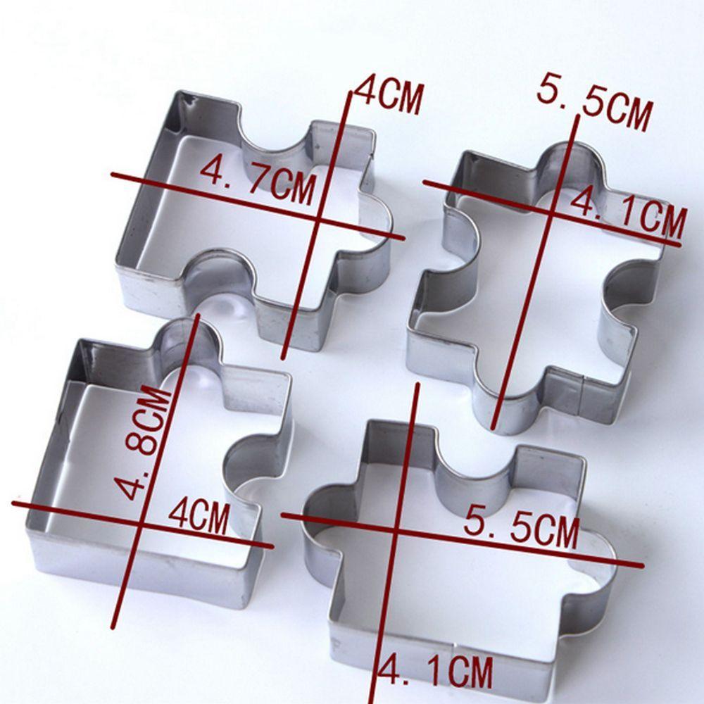 Puzzle 4Pcs Decorating Cookies Cutter Cake Mould Jigsaw Stainless Steel Tool
