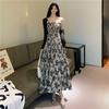 Plus Size French Floral Camisole Dress with Cardigan, Slimming Summer Long Dress for 2026