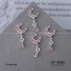 Silver Star Moon & Pink Heart Tassel Nail Rhinestone Ornaments