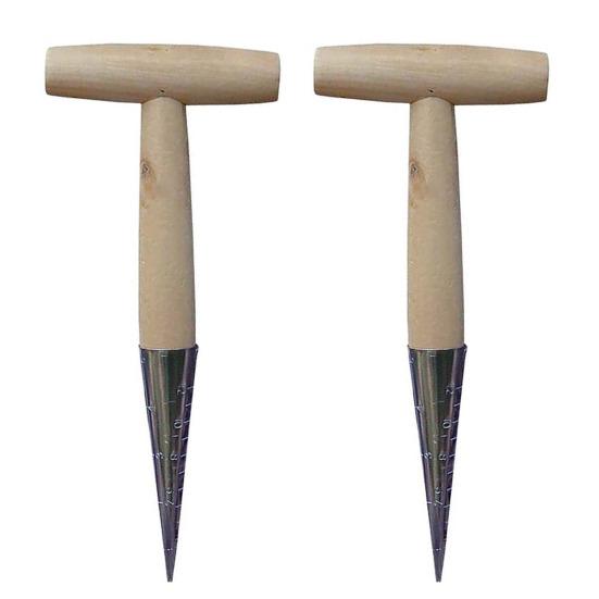 Plant Hole Digger for Planting Garden Seeds Bulbs Planting Tool Handheld Digger with Wooden T-Handle for Tulip Daffodil Saffron Vegetable Seeds
