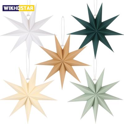 1pcs 9-Pointed Paper Stars Christmas Hanging Decor 30cm Folding Paper Star Decorations For Wedding Birthday Christmas Par