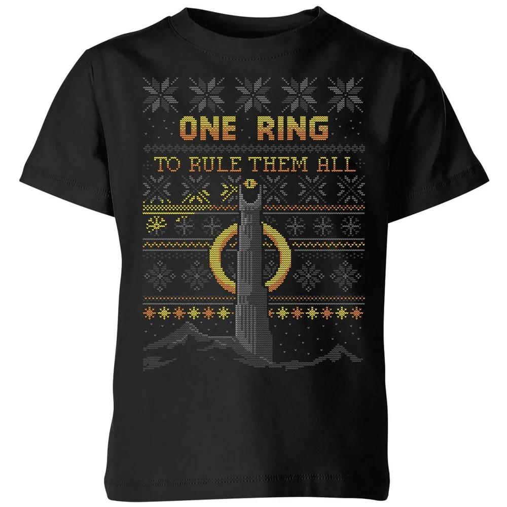 The Lord Of The Rings One Ring Kids  Christmas T-Shirt in Black - 3-4 Years 140