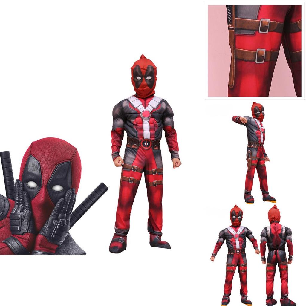 Deadpool Cosplay Costume For Boys Featuring Lifelike Muscle Design And Breathable Fabric
