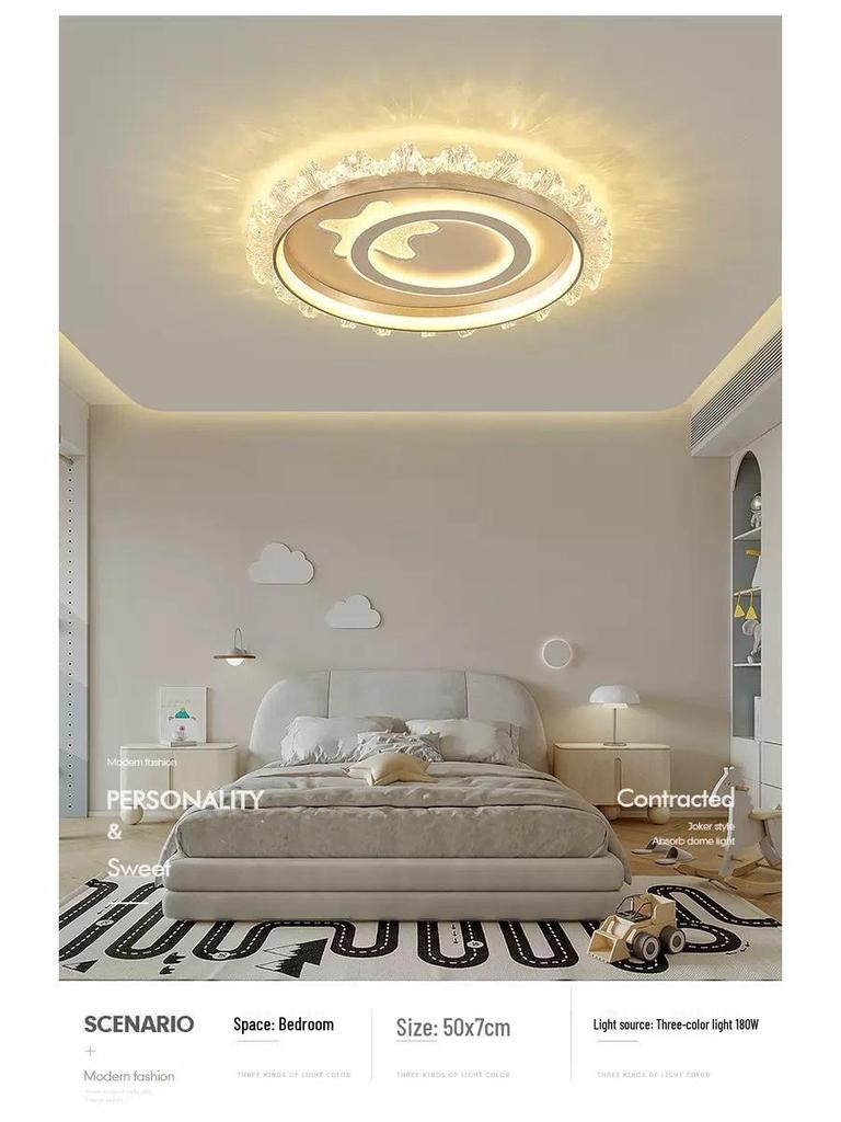 Elegant Crystal Ceiling Light - Modern, Minimalist, Eye-Protection Design for Luxury Bedrooms