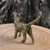 Figurine Chats Fantaisistes Laiton Vieilli Vintage Chaton Miniature Statue Cadeau Amoureux des Animaux Décoration Moderne pour Emménagement