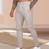 Men Pants Slim Fit Solid Color Mid Waist Soft Thin Breathable Slant Pockets