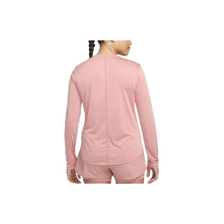 Nike Solid Color Logo Round Neck Long Sleeve T-Shirt Women Tops Red Stardust DD0642-618