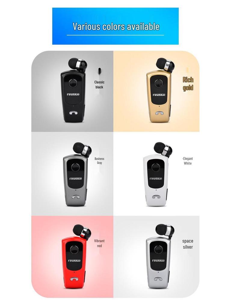 Jialan F920 Retractable Bluetooth Earphone, Wireless Fast-Charge, Clip-On Design for Business and Gaming