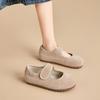Mary Jane women's shoes spring new comfortable matte leather leather cute Velcro light mouth yellow shoes