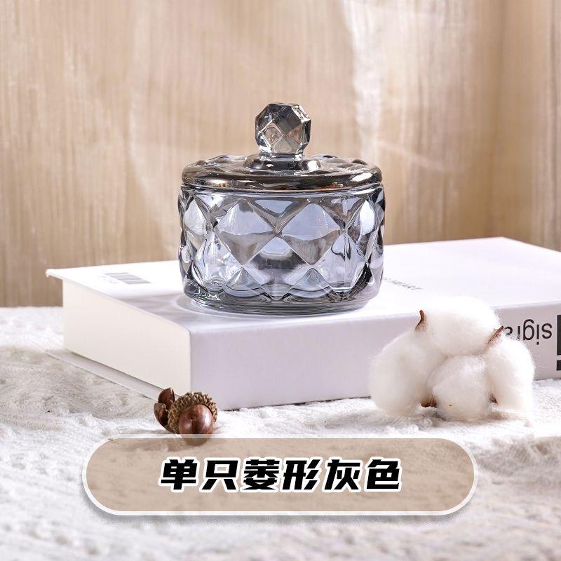 European Creative Luxury Crystal Glass Candy Jar with Lid Dried Fruit Jar Jewelry Storage Box Home Decoration Storage Jar