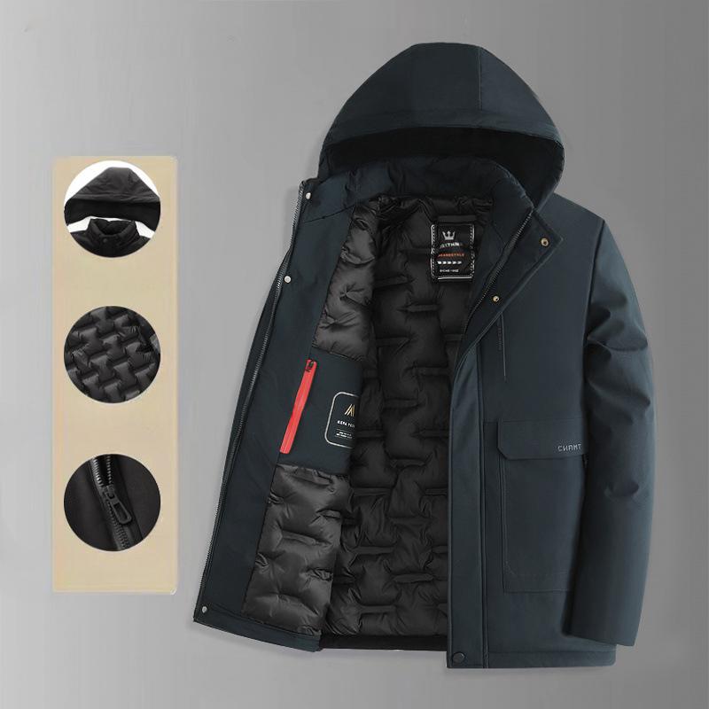 Cotton Coat Men's Thickened Winter Coat Mid-length Casual Cotton Coat for Young and Middle-aged Men's Top Cotton Jacket