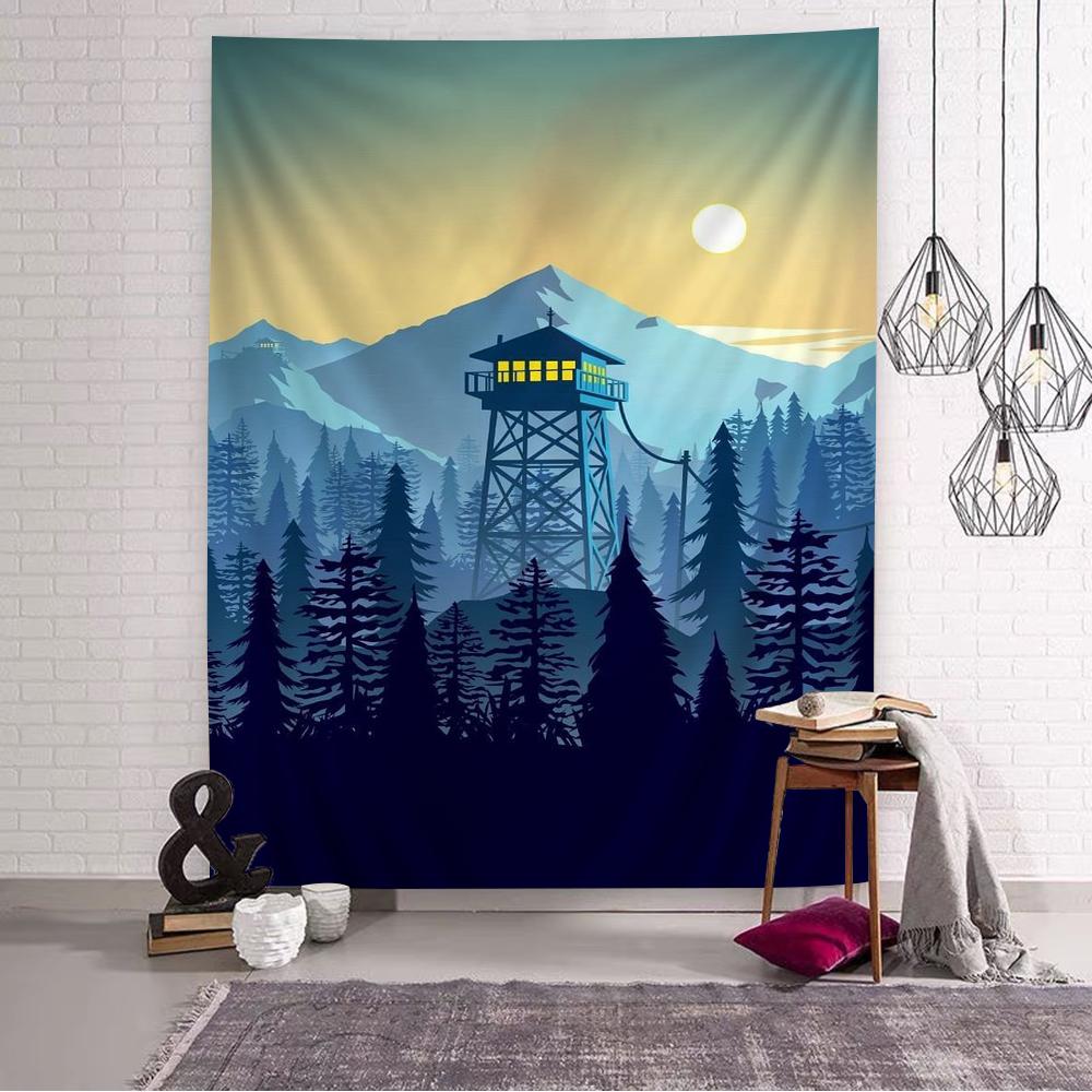 Firewatch Forest Printed Large Wall Tapestry Cheap Hippie Wall Hanging Bohemian Wall Tapestries Mandala INS Home Decor