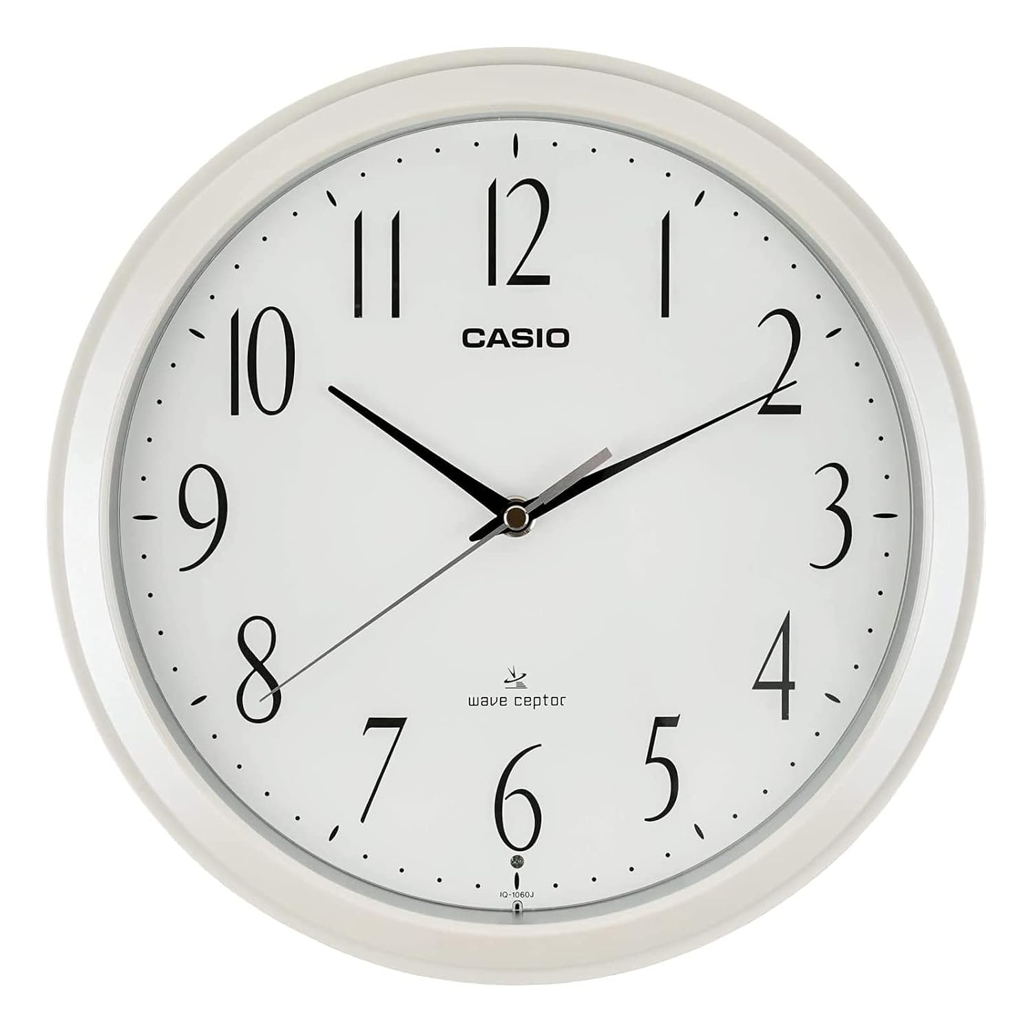 CASIO Wall Clock Radio-Controlled White Analog Nighttime Second Hand Stop IQ-1060J-7JF