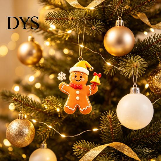 Christmas Home Window Decor Gingerbread Man Tree Hanging Ornaments, Wooden Decorative Pendants, Festive Party Favor Tags Lightweight Rustic