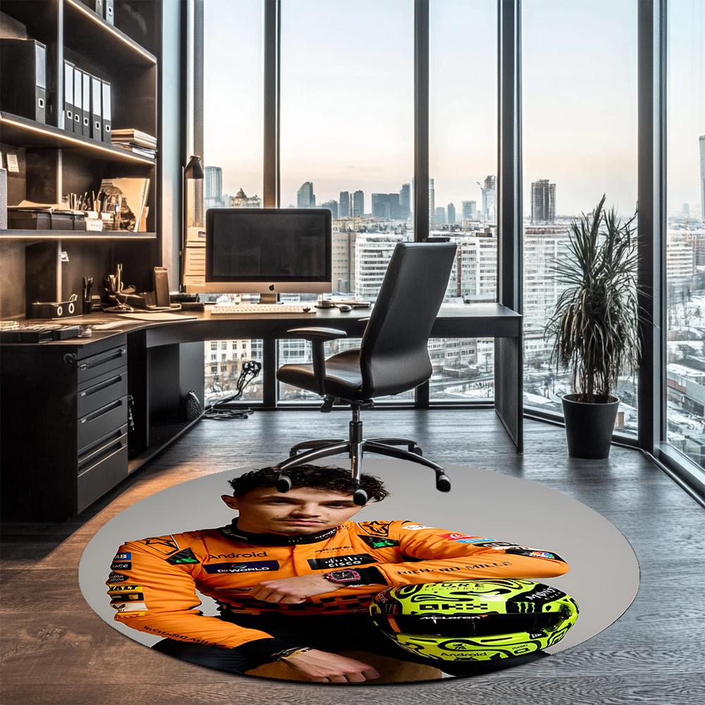 Lando Norris Printed Round Rug Carpet Chair Rug Area Rug Entryway Doormats,for Office Chair Living Room Bedroom Kitchen Room.