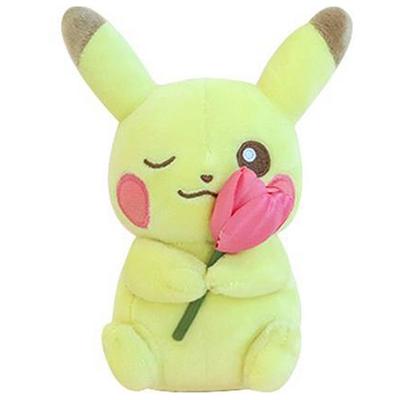 Pikachu Plush with Pokemon Flower, 17 Cm, Mixed Colors, Popular Toys for Korean Children