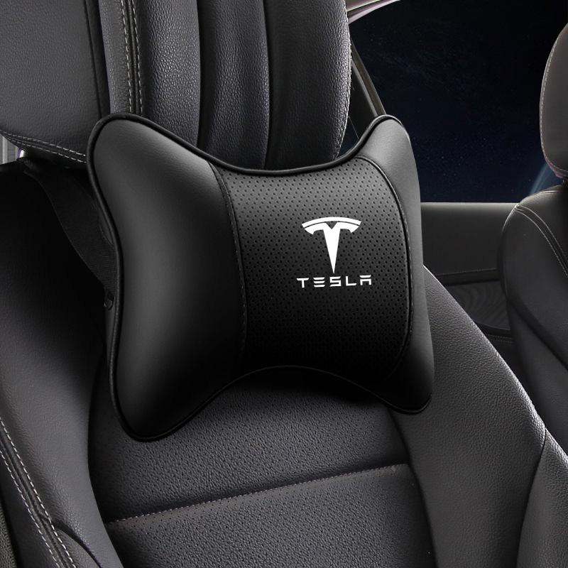 Car Leather Seat Headrest Neck Pillow Head Cushioning Accessories For Tesla Model 3 Model S Model X Model Y Cybertruck Roadster