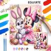 Minnie Mouse Bunny Oil Painting Kit Home Bedroom Wall Decor Handmade Gift Easter Theme Pink Floral Art Canvas Painting DIY