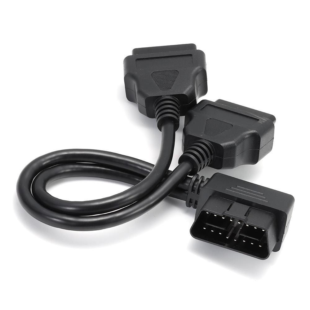 1 Male To 2 Female OBD2 Splitter 30 Cm/ 12 In Length Right Angle Splitter For Most Vehicle