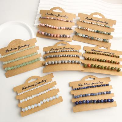 3 pezzi / set braccialetti elasticizzati in pietra agata naturale 4 6 8 mm perline set braccialetto multistrato per donna uomo yoga gioielli migliore amico