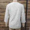 Autumn New Loose V-neck Blouse Elegant Commuting Embroidered Lace Long Sleeve White Top Casual Hollow Women's Shirt