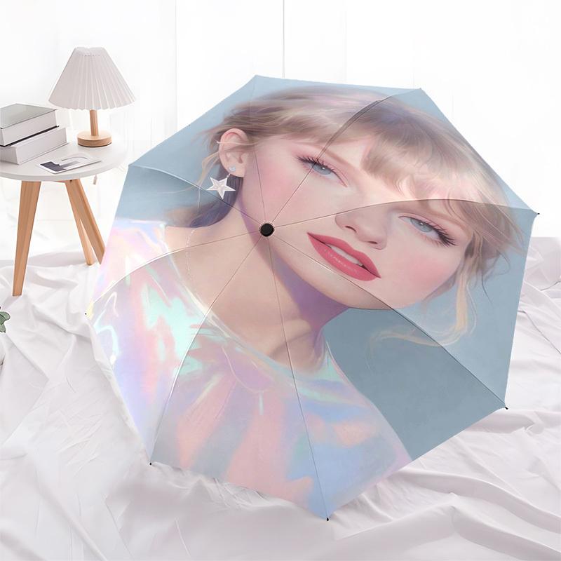 Taylor Swift Themed Automatic Opening and Closing Umbrella, Compact Travel Umbrella, Lightweight and Portable, Suitable for Beach Commuting