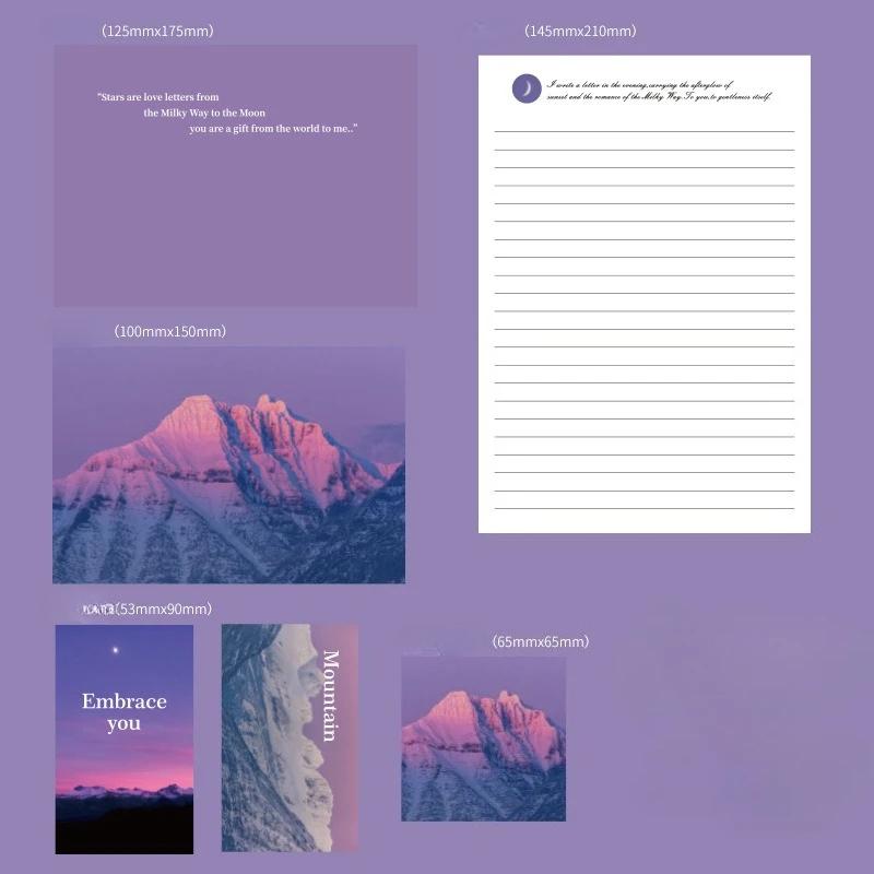 1 Set Aesthetic Vintage Envelopes Letter Paper Kit for Kids INS Casual Beauty Landscape Journal Pack Paper Envelopes Gift