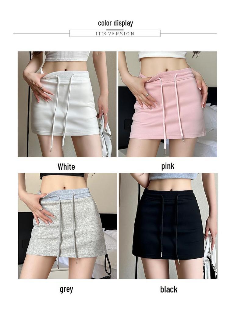 Douyin-Style Grey A-Line High-Waist Sporty Mini Skirt for Women - Summer 2025