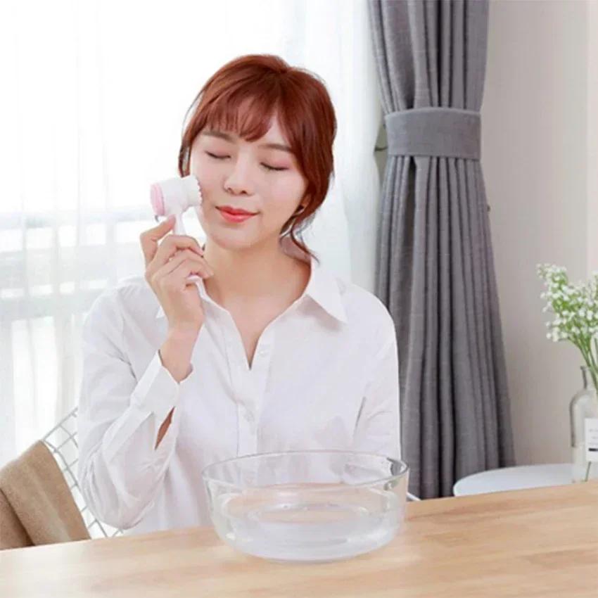 3D Dual Silicon Facial Cleanser Brush Manual Massage Brush Soft Steel Hair Exfoliating Agent Double-sided Facial Cleanser Brush