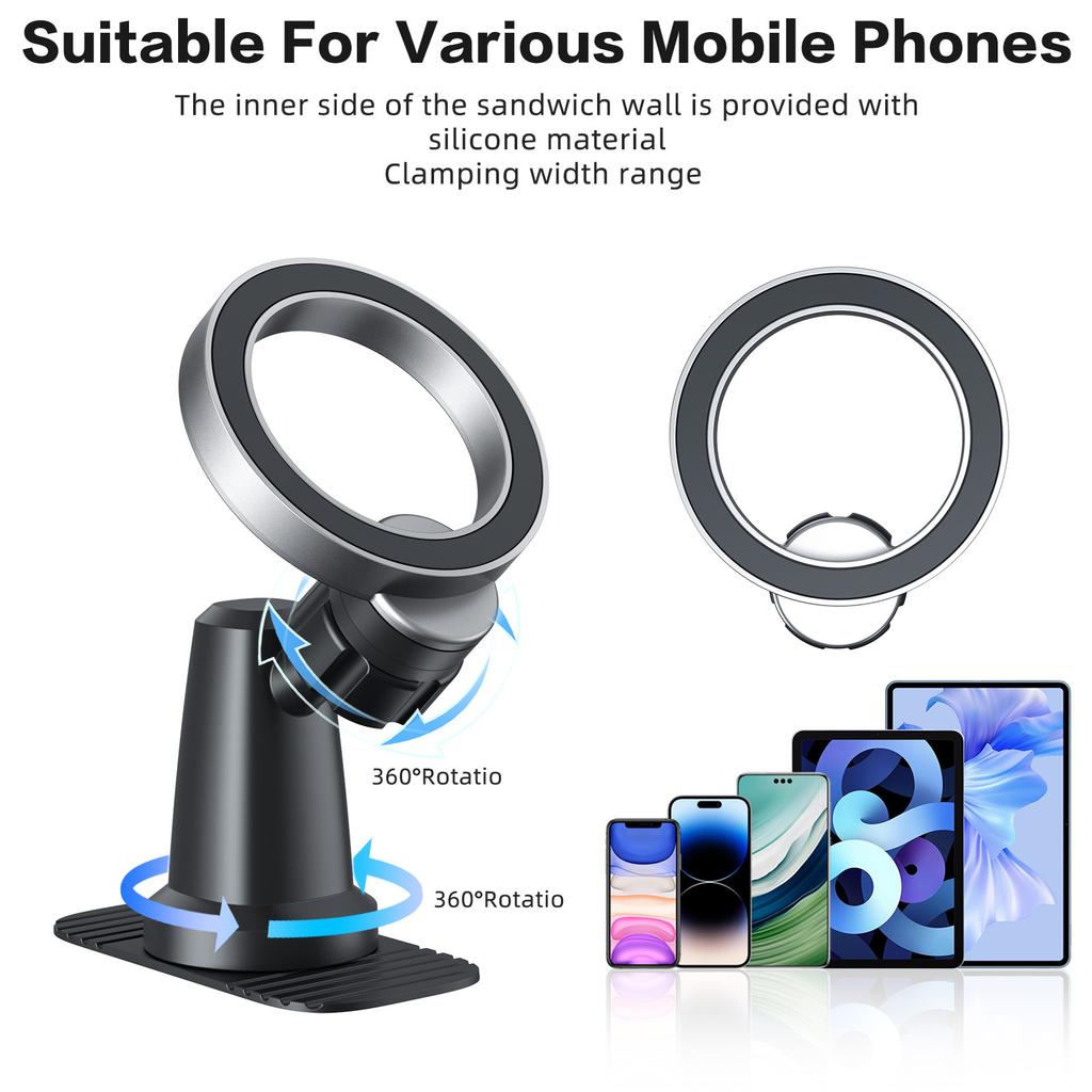CZ-156B Car Dashboard Adhesive Mount Magnetic Phone Holder 360 Degree Rotation Cellphone Stand
