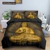 Buddha Bedding Set Indian Religion Buddhism Meditation Mandala Duvet Cover Smile Buddha Floral Soft Quilt Cover Queen King Size