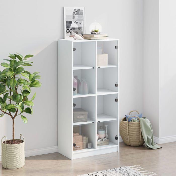 VidaXL Buffet haut avec portes blanc 68x37x142 cm bois d'ingénierie, armoire latérale, armoire de rangement haute, vitrine 3295857