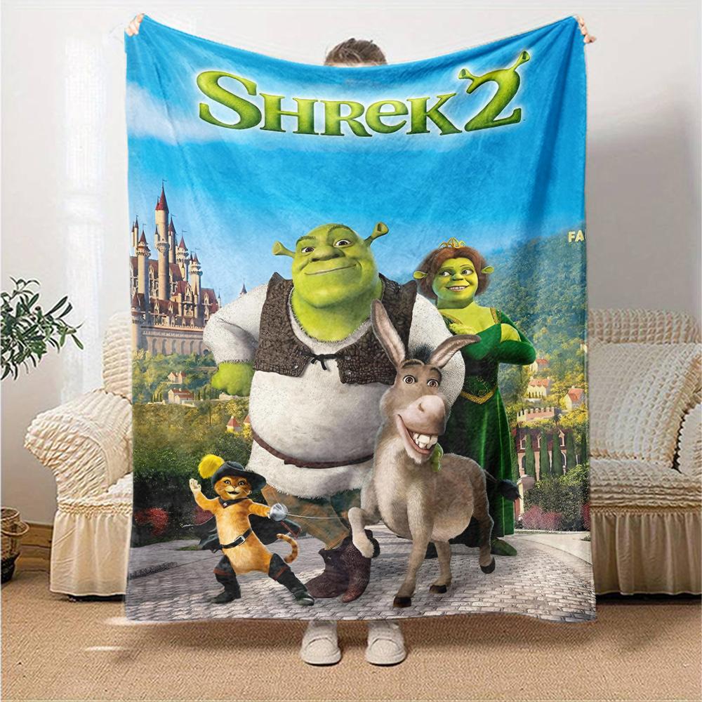 Shrek Theme Printed Blanket - Perfect for Couch, Bed, Travel & Outdoor Use | Machine Washable, Cozy & Durable.