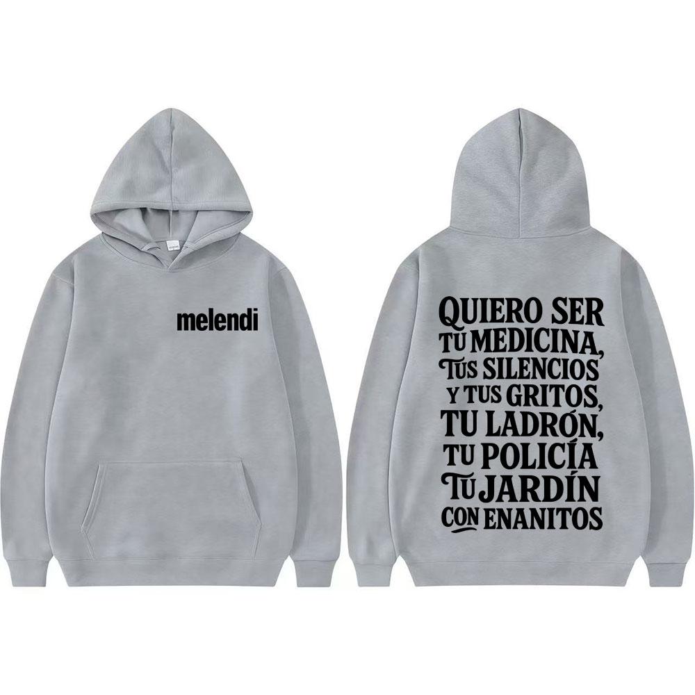 Rapper Melendi Jardín Con Enanitos Letters Print Sweatshirts Men Women Oversized Retro Hip Hop Hoodie Tops Long Sleeve Pullovers