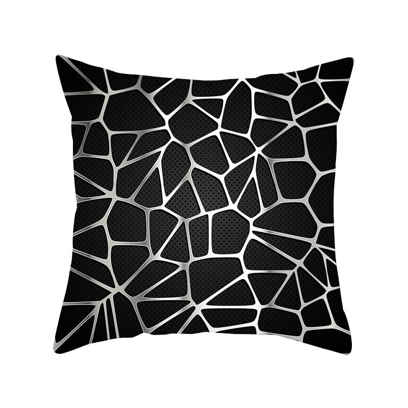 Simple Style Home Decoration Abstract Geometric Grid Black and White Lines Light Luxury Sofa Waist Support Pillow Cover Cushion