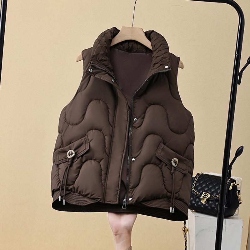 Down cotton vest women's autumn and winter short new slim-fit versatile vest vest vest vest stand-up collar vest jacket
